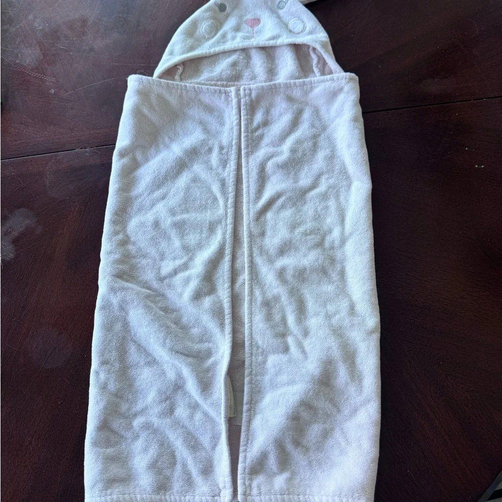 Pottery Barn Kids Bunny Hooded Baby Towel Blush Bath Wrap - Picture 3 of 4